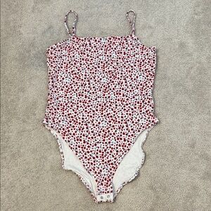 Old Navy L red floral bodysuit